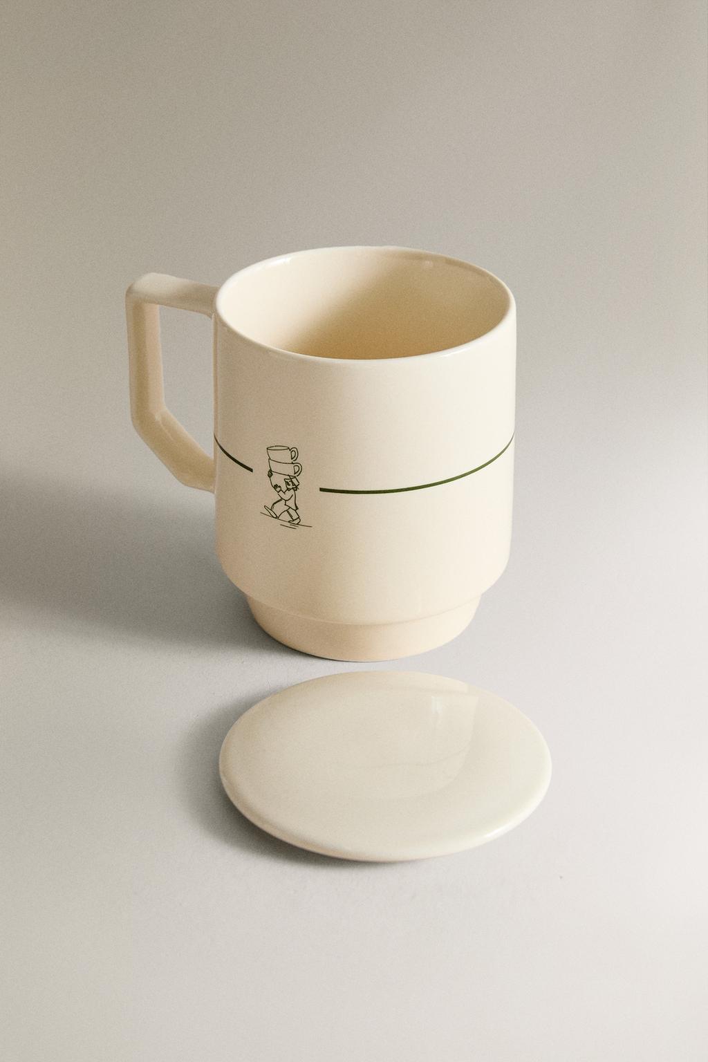 Керамическая кружка для кофе с крышкой