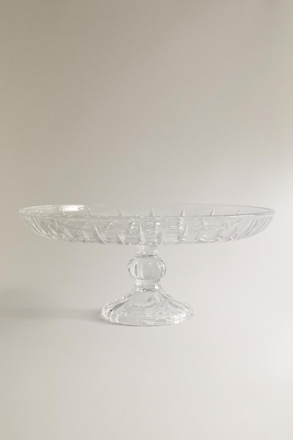 Стеклянная подносная тарелка с выпуклым алмазным дизайном