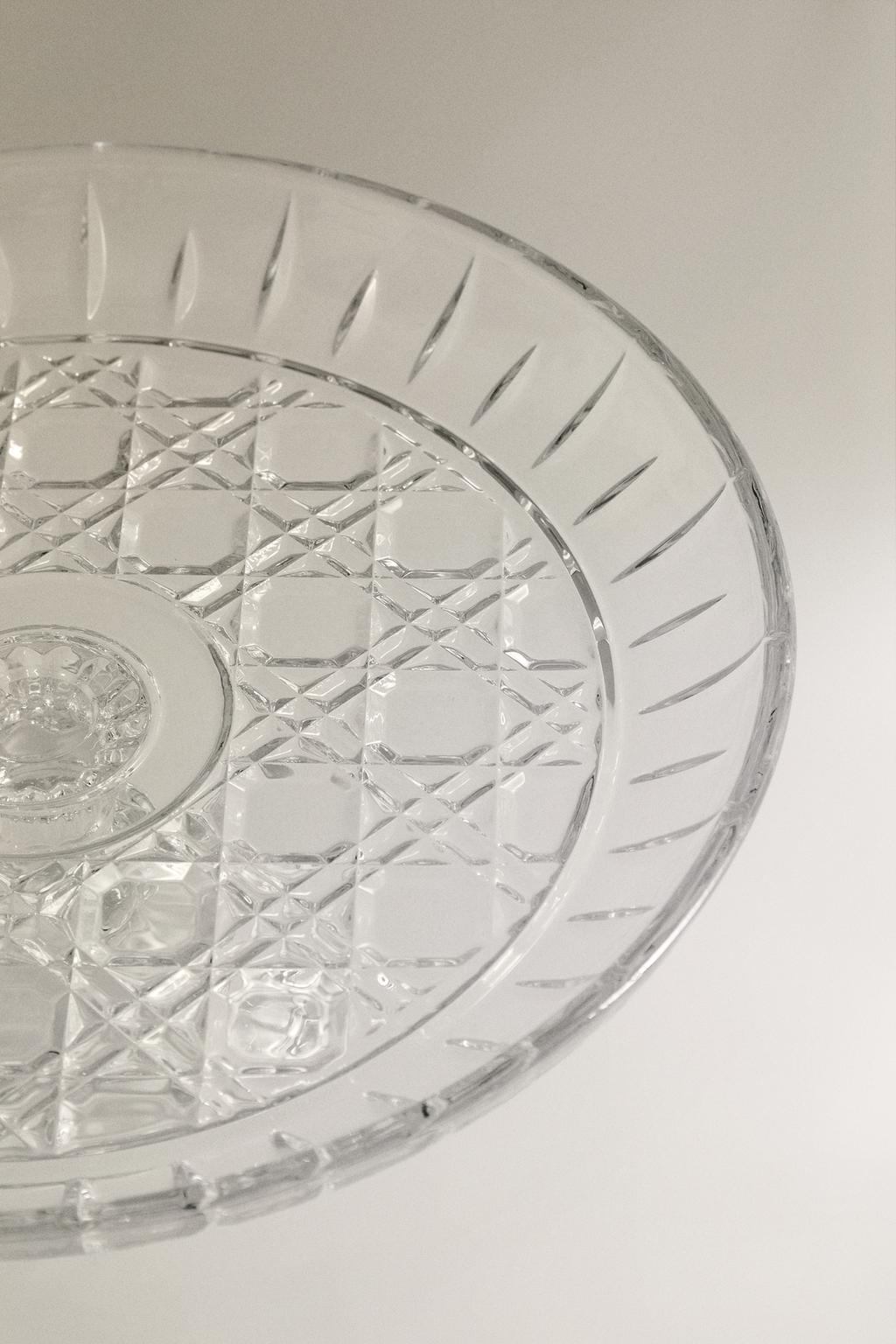 Стеклянная подносная тарелка с выпуклым алмазным дизайном