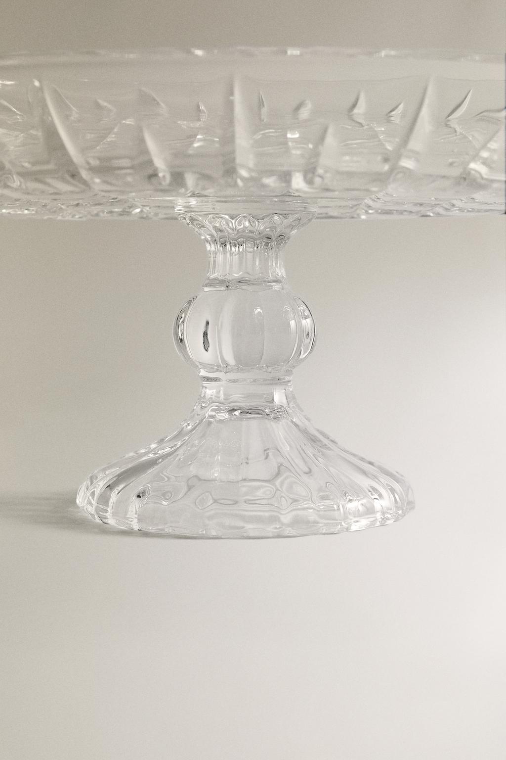 Стеклянная подносная тарелка с выпуклым алмазным дизайном