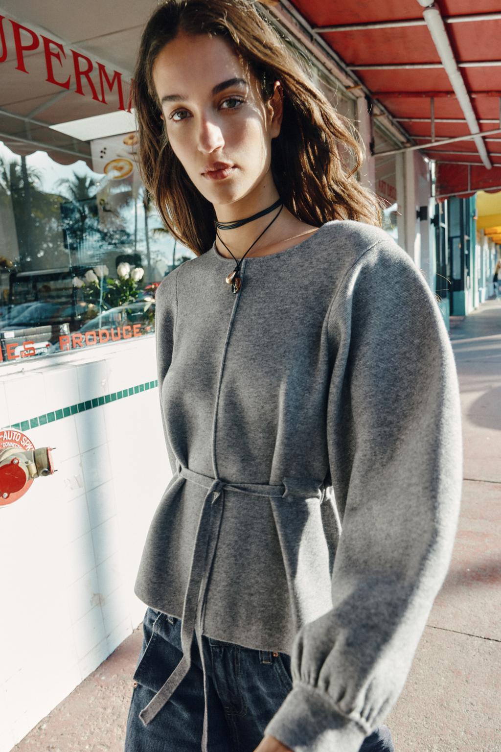 ДЖЕМПЕР ВЯЗАНЫЙ, СО ШНУРКОМ