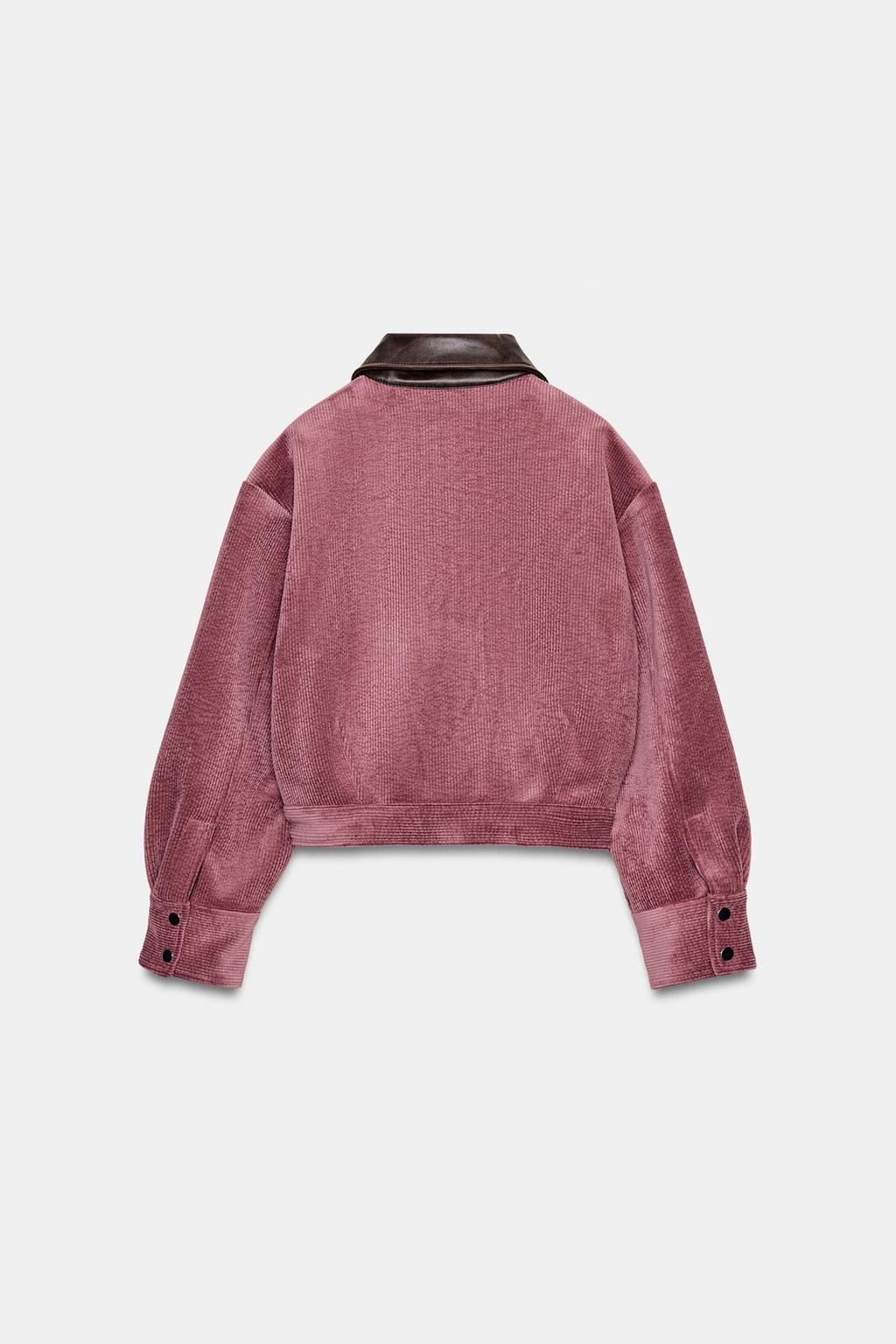 КУРТКА ИЗ ВЕЛЬВЕТА С ВОРОТНИКОМ ИЗ ИСКУССТВЕННОЙ КОЖИ