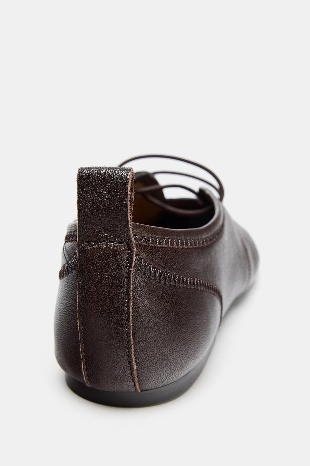 КОЖАНЫЕ БАЛЕТКИ СО ШНУРОВКОЙ