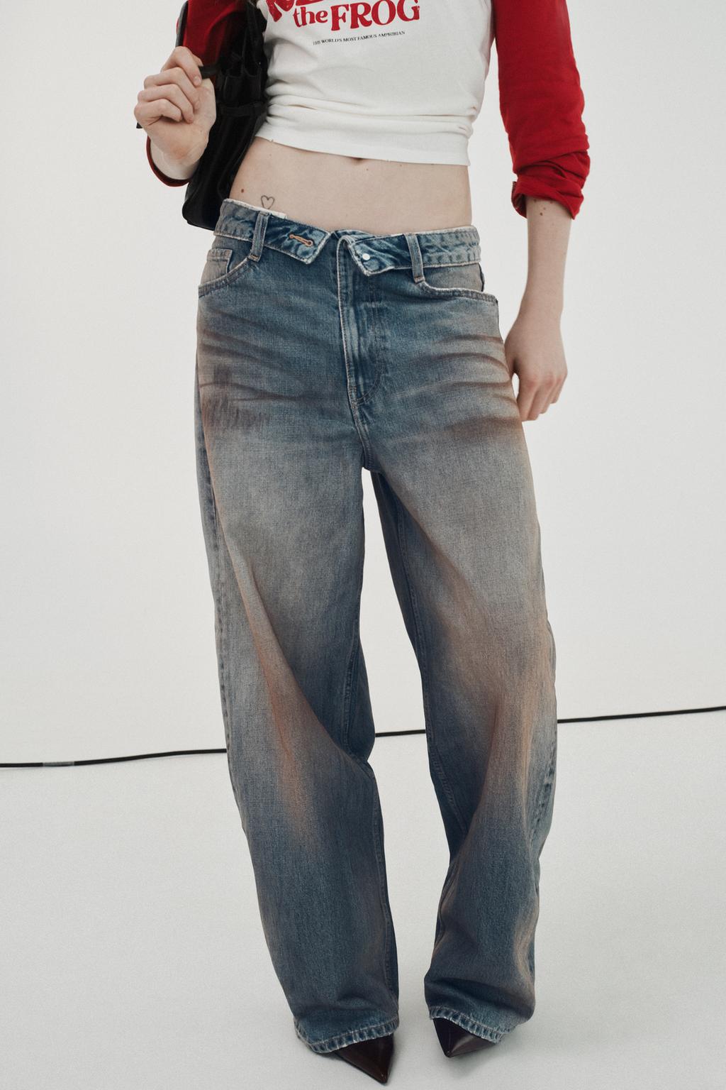 ДЖИНСЫ TRF СО СРЕДНЕЙ ПОСАДКОЙ И ОТВОРОТОМ НА ПОЯСЕ