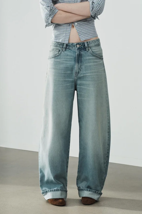 ДЖИНСЫ TRF BAGGY С ОТВОРОТАМИ