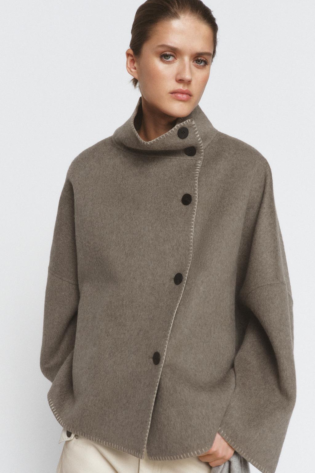 КУРТКА ИЗ СМЕСОВОЙ ШЕРСТИ С КОНТРАСТНОЙ СТРОЧКОЙ — ZW COLLECTION