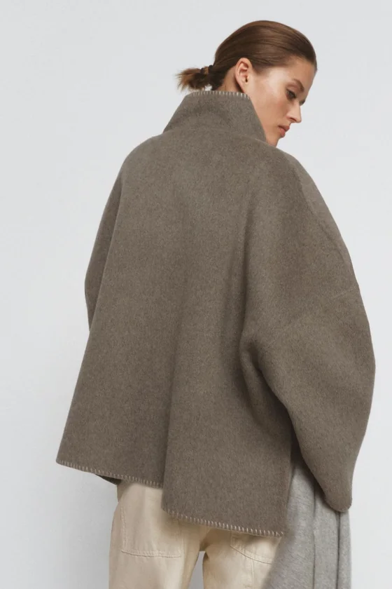 КУРТКА ИЗ СМЕСОВОЙ ШЕРСТИ С КОНТРАСТНОЙ СТРОЧКОЙ — ZW COLLECTION