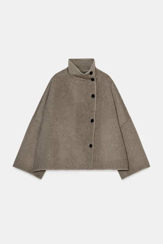КУРТКА ИЗ СМЕСОВОЙ ШЕРСТИ С КОНТРАСТНОЙ СТРОЧКОЙ — ZW COLLECTION