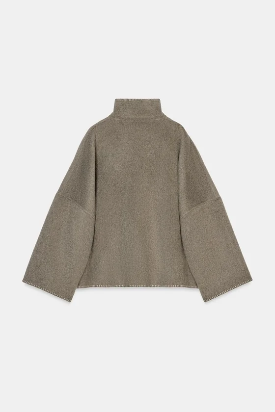 КУРТКА ИЗ СМЕСОВОЙ ШЕРСТИ С КОНТРАСТНОЙ СТРОЧКОЙ — ZW COLLECTION