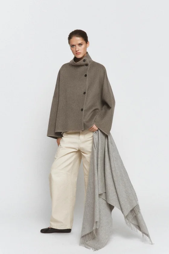 КУРТКА ИЗ СМЕСОВОЙ ШЕРСТИ С КОНТРАСТНОЙ СТРОЧКОЙ — ZW COLLECTION