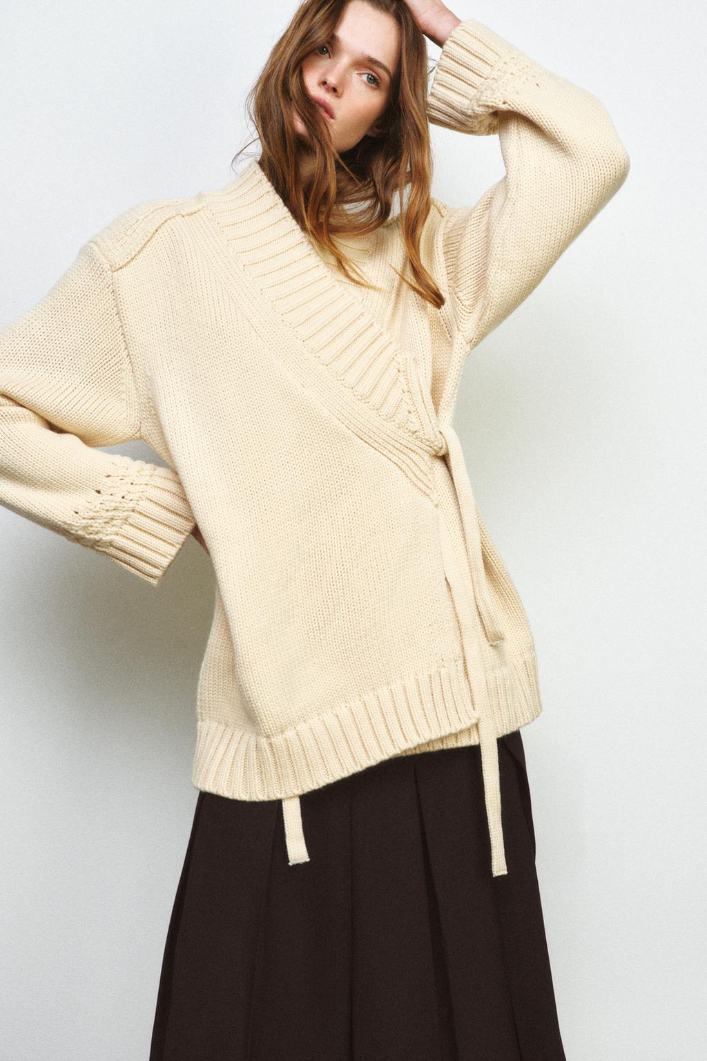 ВЯЗАНЫЙ КАРДИГАН-КИМОНО С ЗАПÁХОМ