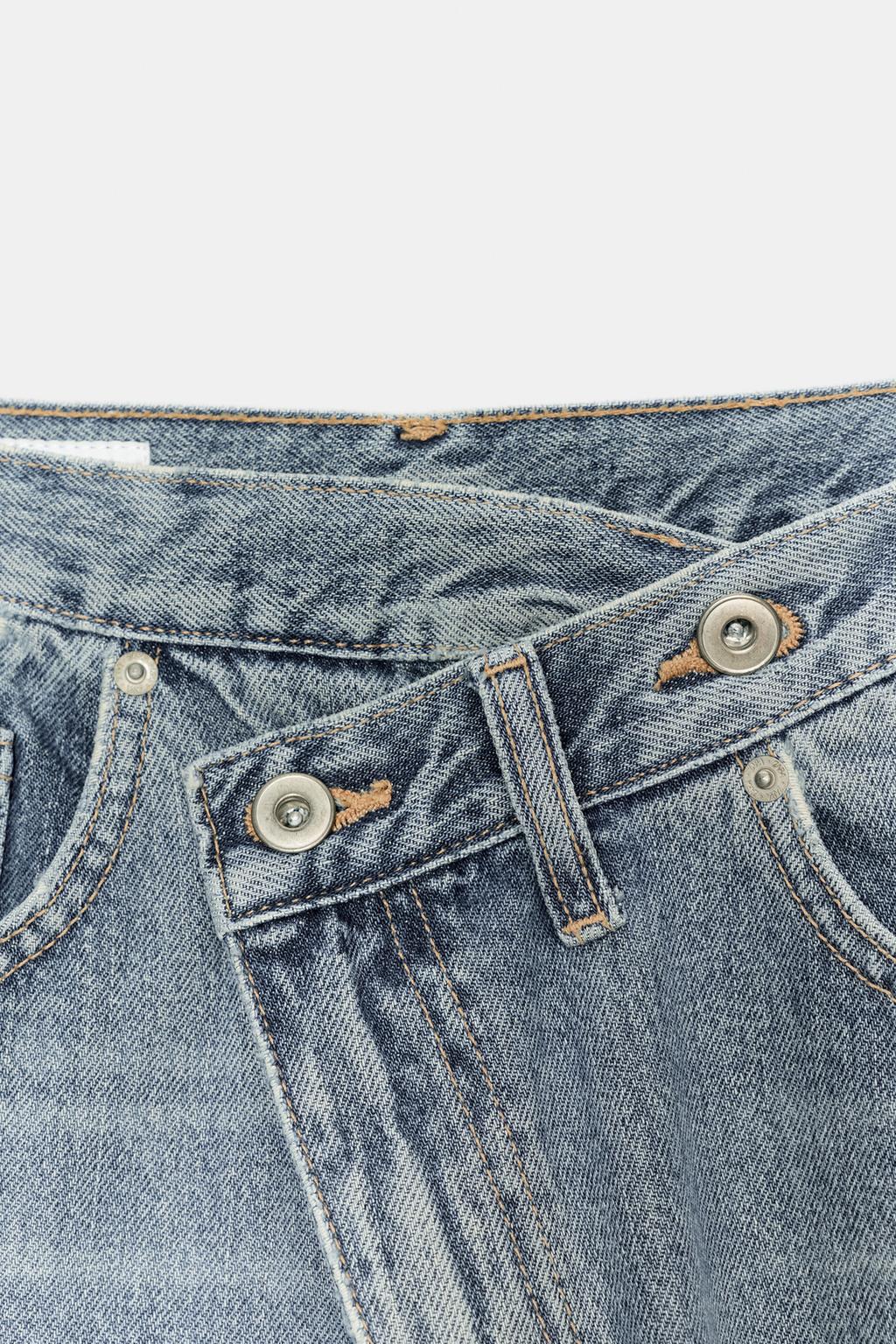 ДЖИНСЫ TRF WIDE LEG С ПЕРЕКРЕСТНЫМ ПОЯСОМ И ВЫСОКОЙ ПОСАДКОЙ