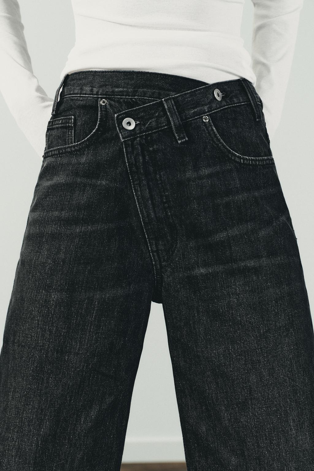 ДЖИНСЫ TRF WIDE LEG С ПЕРЕКРЕСТНЫМ ПОЯСОМ И ВЫСОКОЙ ПОСАДКОЙ