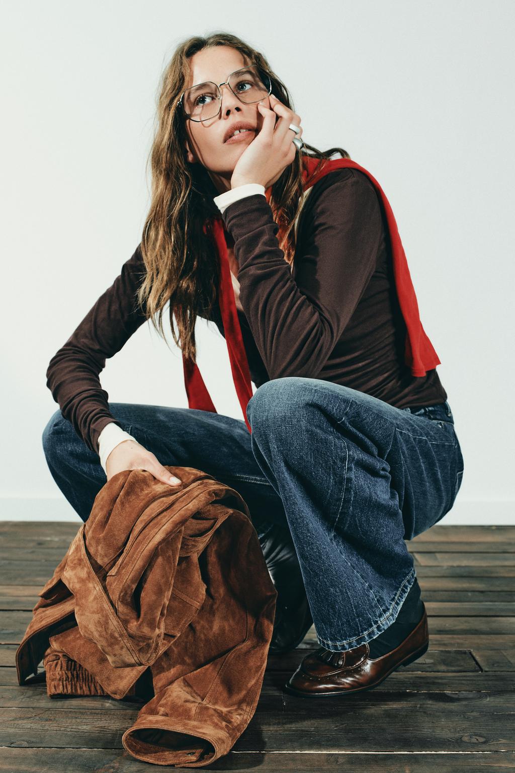 ДЖИНСЫ TRF WIDE LEG С ПЕРЕКРЕСТНЫМ ПОЯСОМ И ВЫСОКОЙ ПОСАДКОЙ