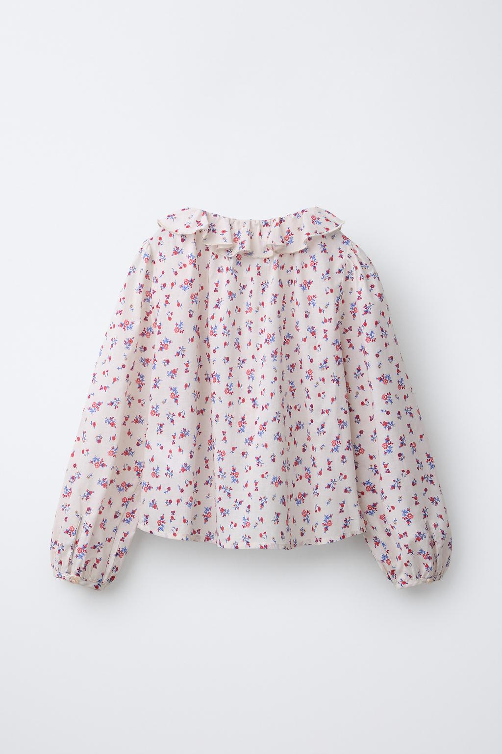 РУБАШКА С ЦВЕТОЧНЫМ ПРИНТОМ И ВОЛАНАМИ
