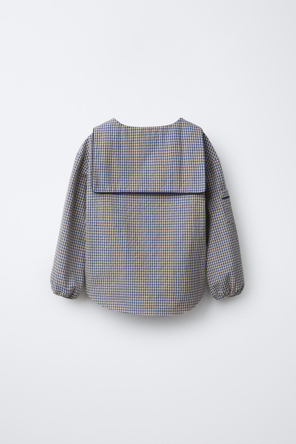 РУБАШКА В КЛЕТКУ С КРУГЛЫМ ВОРОТНИКОМ