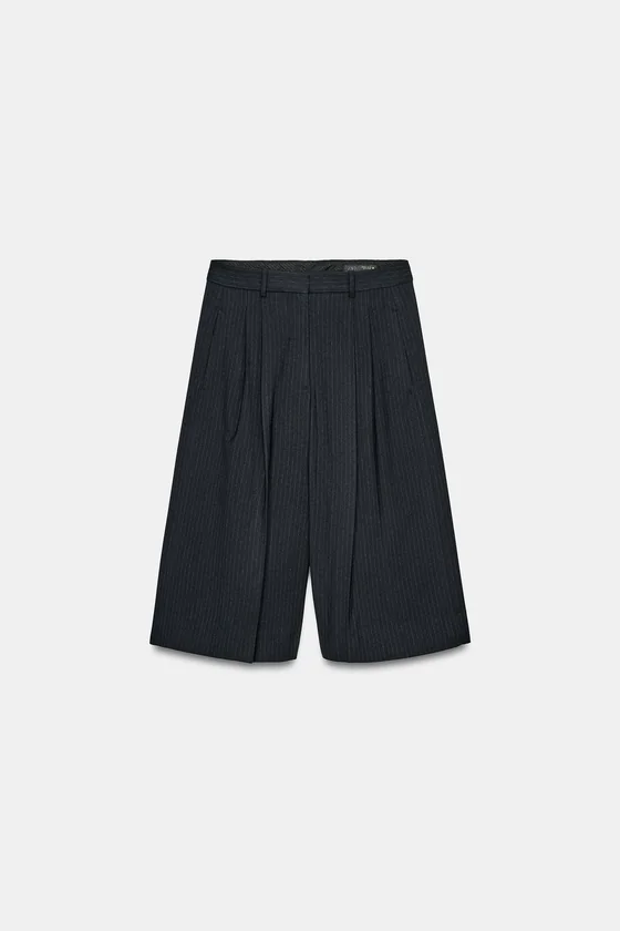ШОРТЫ В ПОЛОСКУ С ЗАЩИПАМИ — ZW COLLECTION