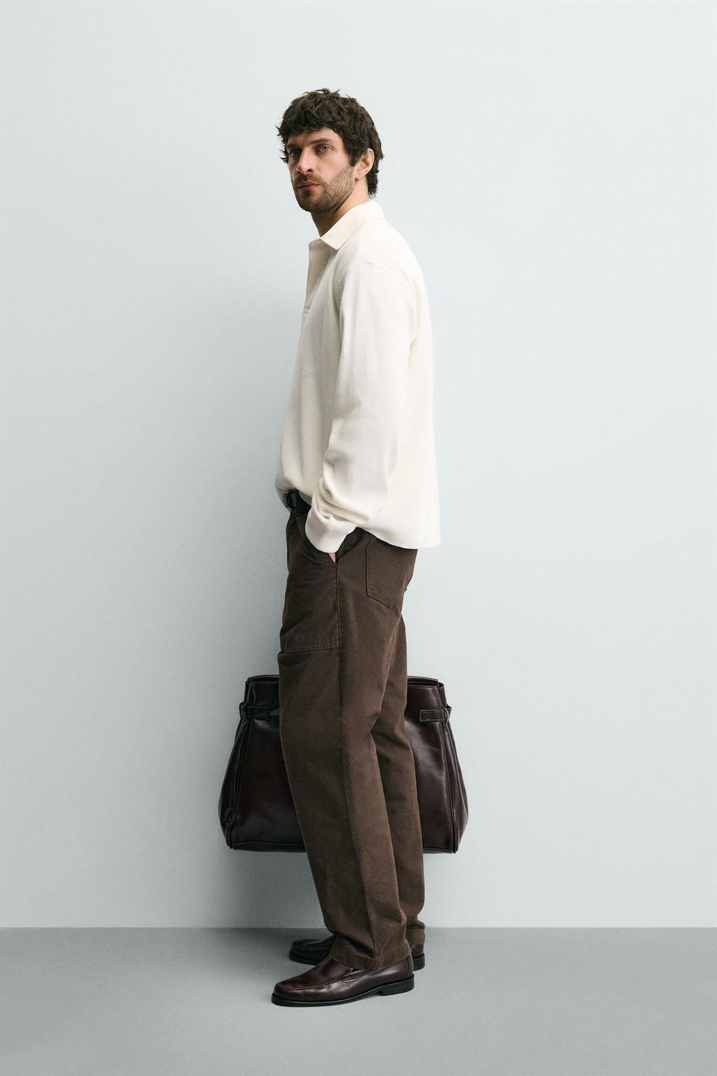 ПОЛО ИЗ ХЛОПКА С РЕЛЬЕФНЫМ УЗОРОМ И КОНТРАСТНЫМ ВОРОТНИКОМ