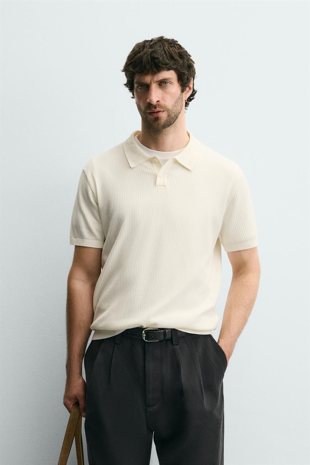 Поло из ребристого трикотажа
