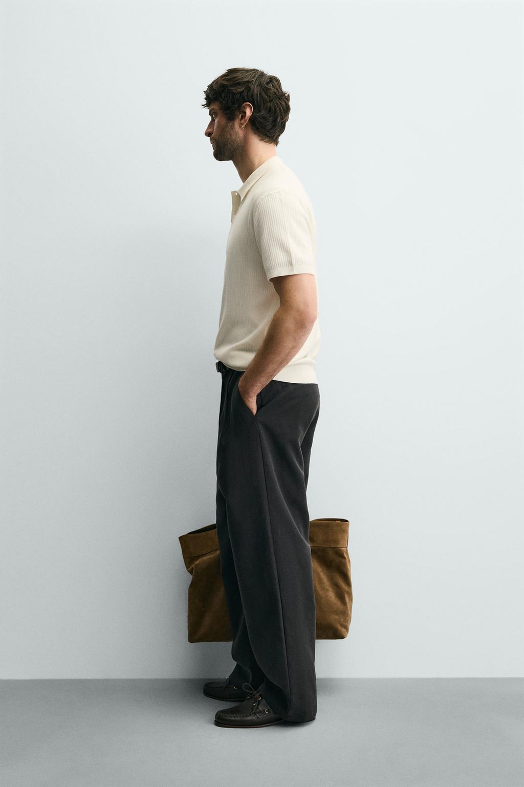 Поло из ребристого трикотажа