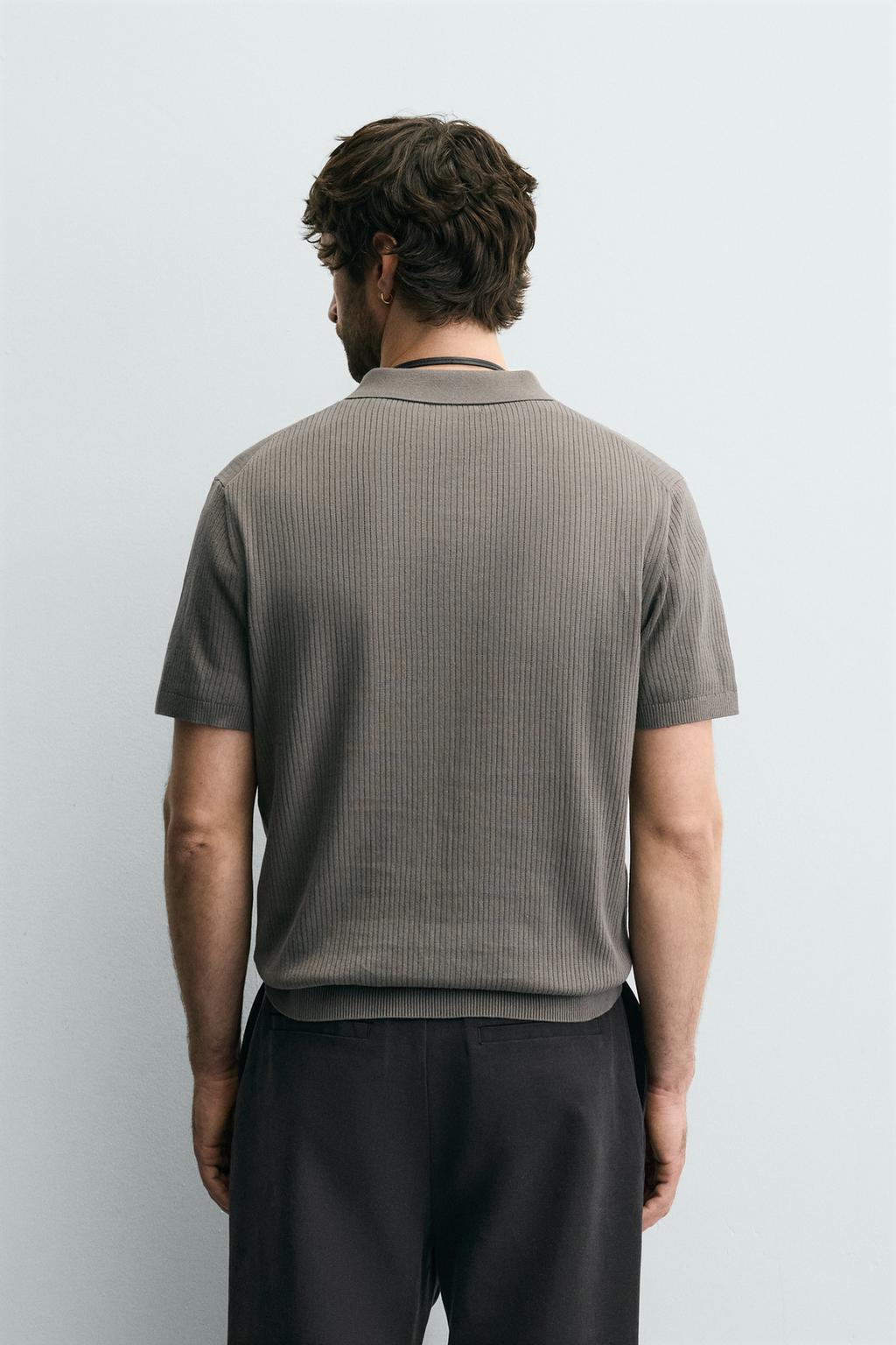 Поло из ребристого трикотажа