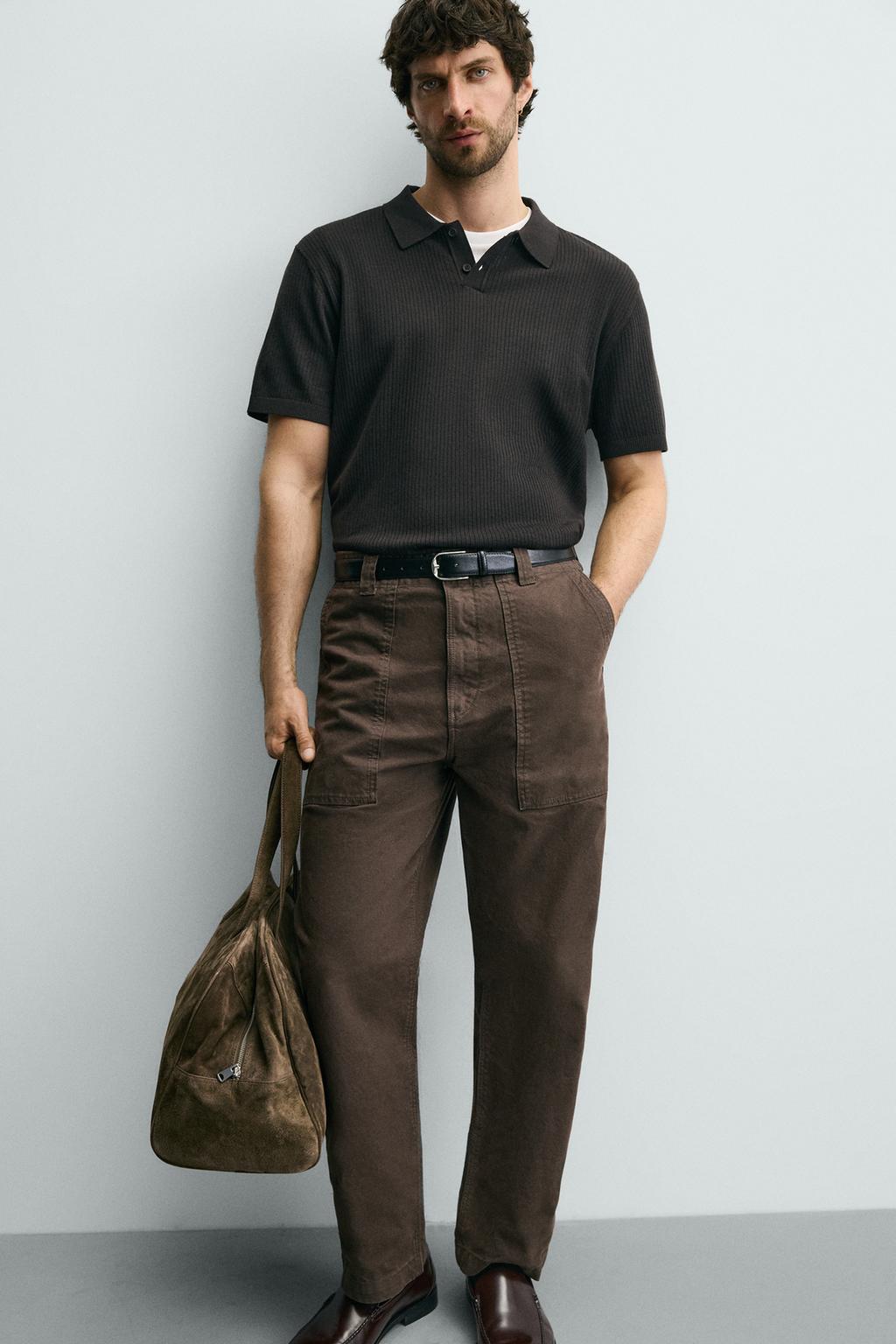 Поло из ребристого трикотажа