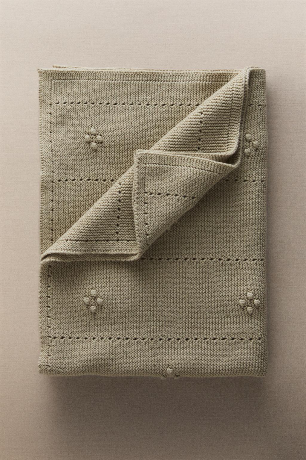 Плед для младенцев из хлопка с открытым вязанием