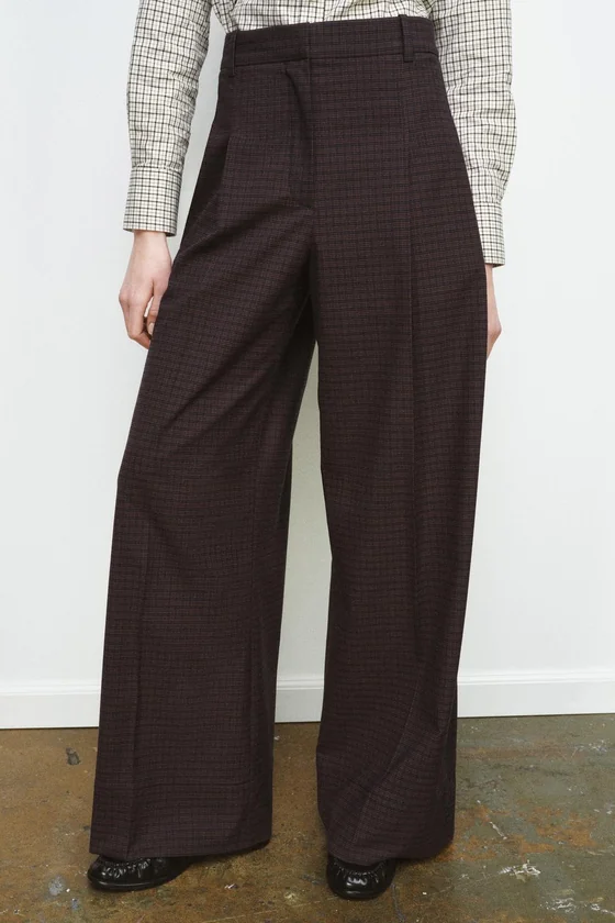 БРЮКИ В КЛЕТКУ С ЗАЩИПАМИ — ZW COLLECTION