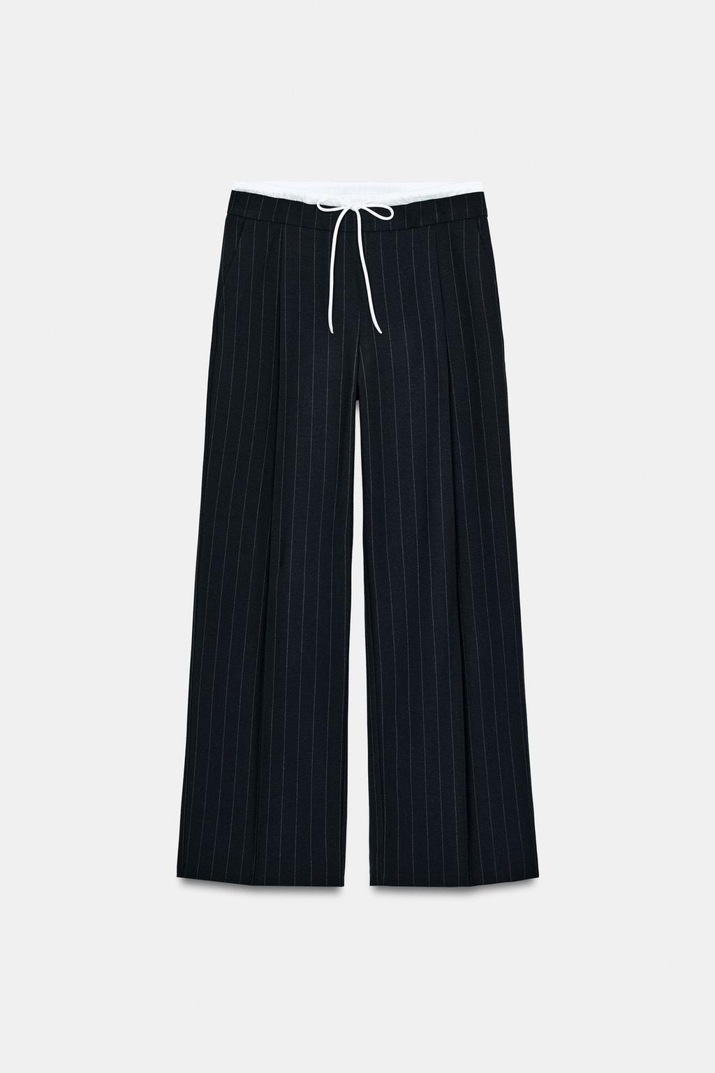 БРЮКИ С ШИРОКИМИ ШТАНИНАМИ И ДВОЙНЫМ ПОЯСОМ