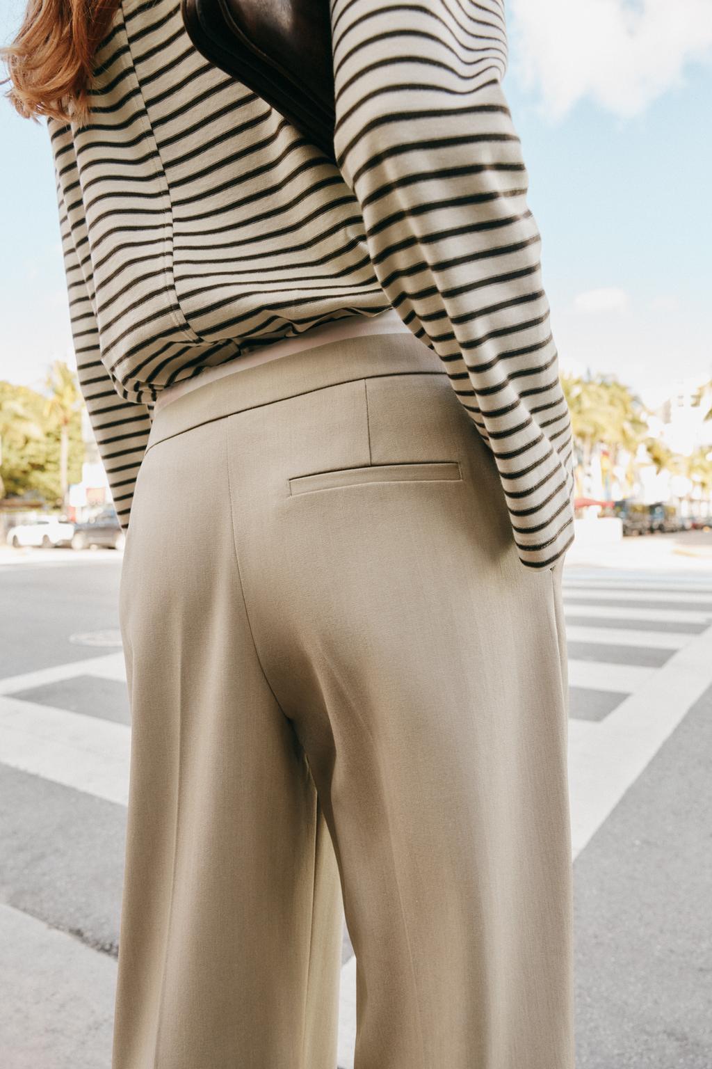 БРЮКИ С ШИРОКИМИ ШТАНИНАМИ И ДВОЙНЫМ ПОЯСОМ