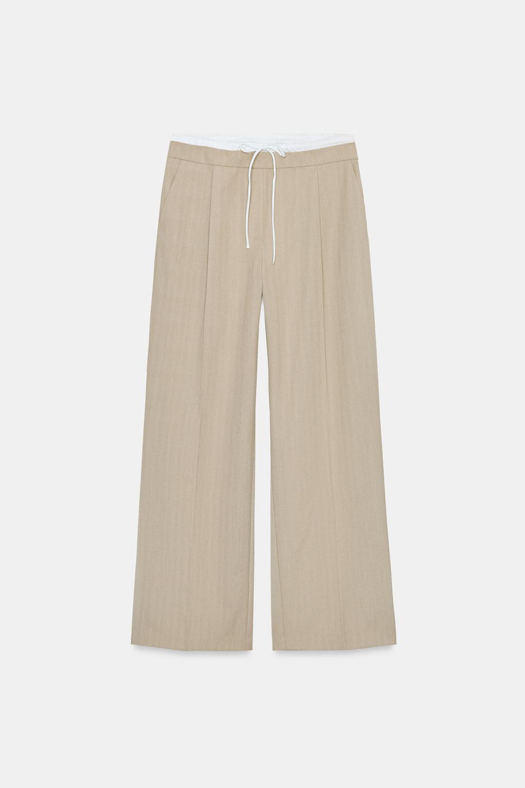 БРЮКИ С ШИРОКИМИ ШТАНИНАМИ И ДВОЙНЫМ ПОЯСОМ