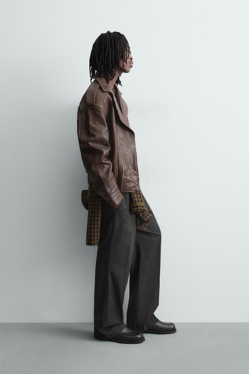 КОЖАНАЯ КУРТКА ОВЕРСАЙЗ В БАЙКЕРСКОМ СТИЛЕ