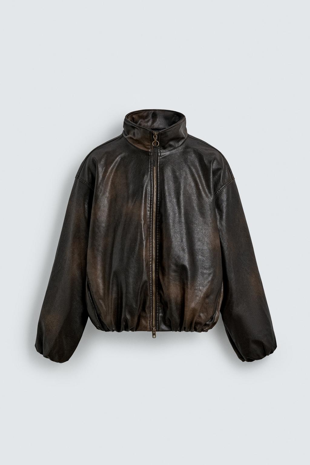 КУРТКА ИЗ ИСКУССТВЕННОЙ КОЖИ С ЭФФЕКТОМ ПОТЕРТОСТИ