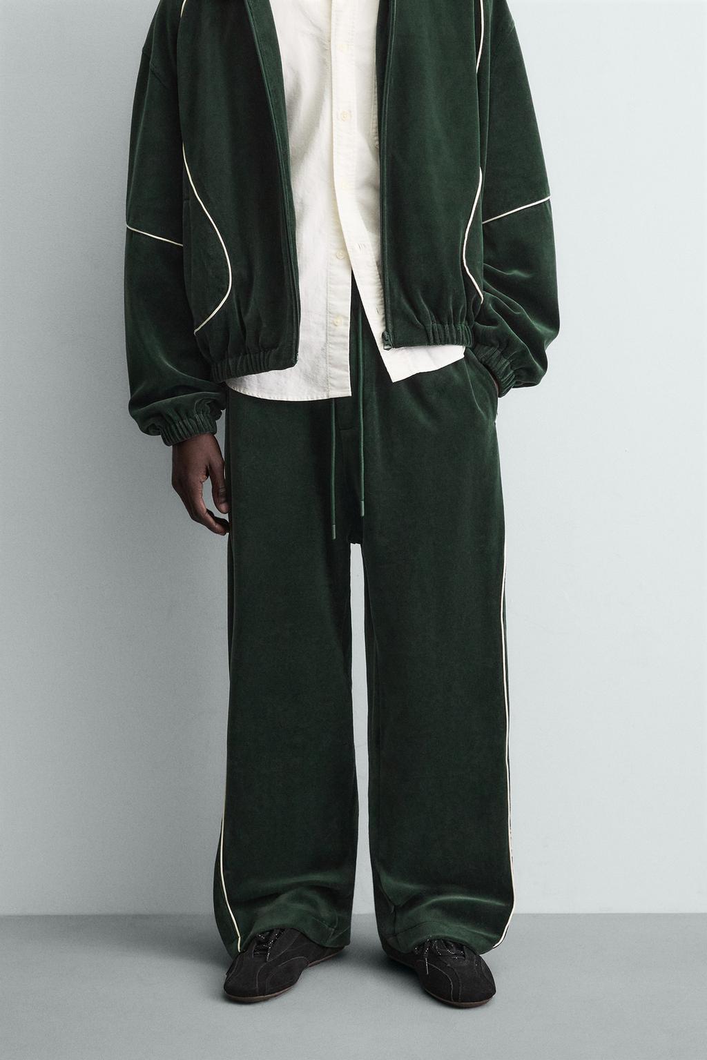 ВЕЛЮРОВЫЕ БРЮКИ С КОНТРАСТНЫМИ ВСТАВКАМИ