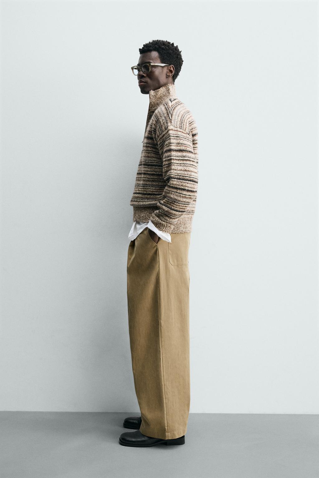 СВИТЕР С ВОРОТНИКОМ НА МОЛНИИ ИЗ СКРУЧЕННОЙ ПРЯЖИ