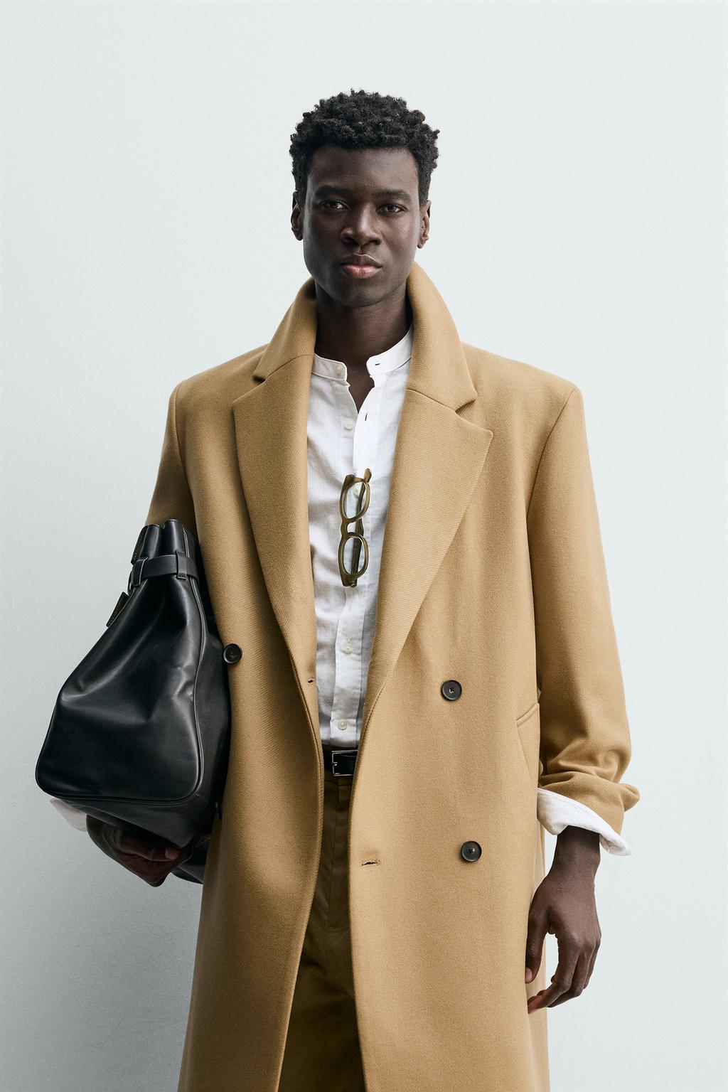 ДВУБОРТНОЕ ПАЛЬТО ИЗ СМЕСОВОЙ ШЕРСТИ