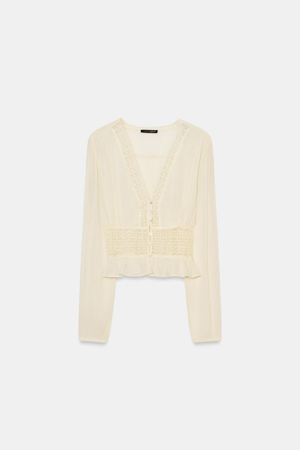 РУБАШКА ИЗ ШИФОНА С КРУЖЕВОМ