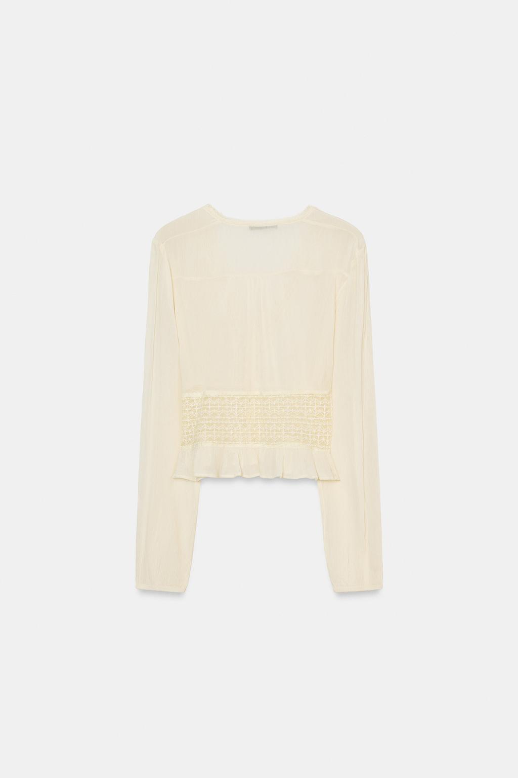 РУБАШКА ИЗ ШИФОНА С КРУЖЕВОМ