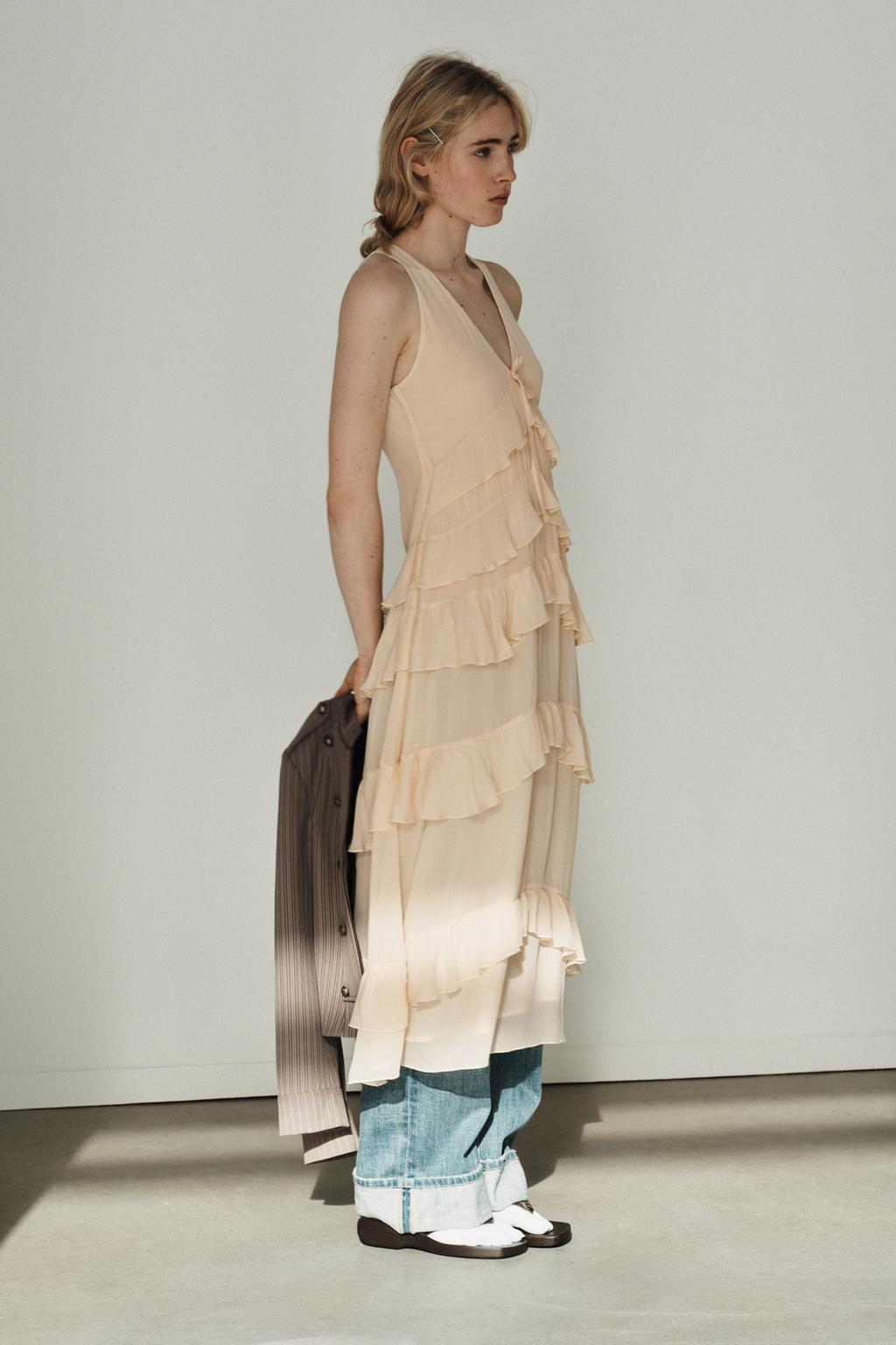 ПЛАТЬЕ МИДИ С ВОЛАНАМИ