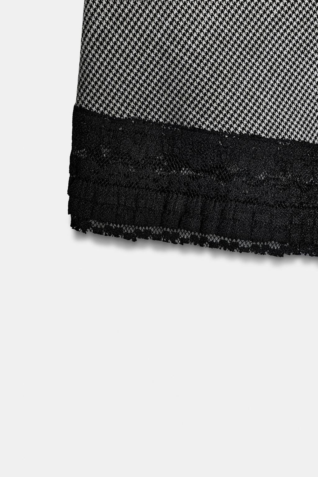 ТОП С УЗОРОМ «ГУСИНАЯ ЛАПКА», АСИММЕТРИЧНЫЙ НИЗ И КРУЖЕВО