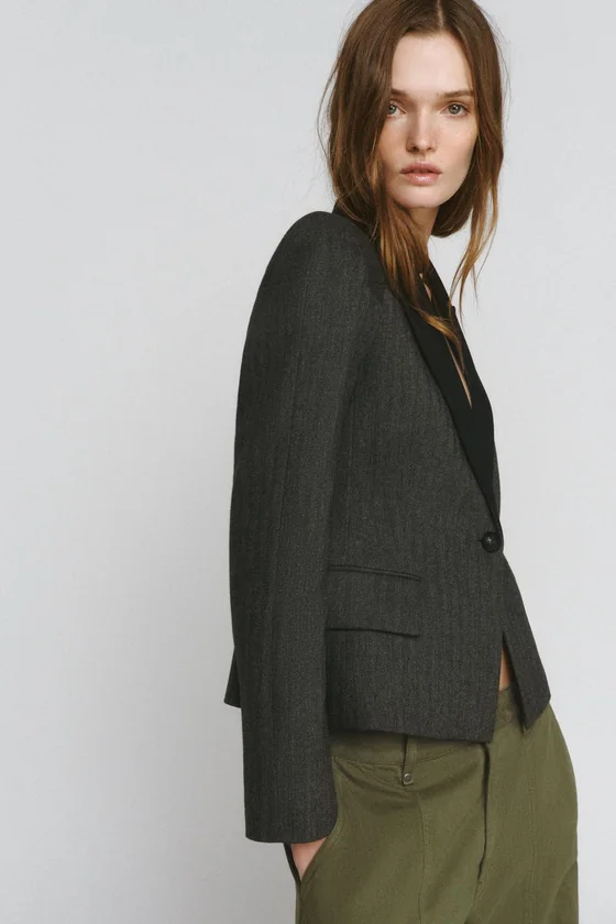 БЛЕЙЗЕР ИЗ СМЕСОВОЙ ТКАНИ В ЕЛОЧКУ — ZW COLLECTION