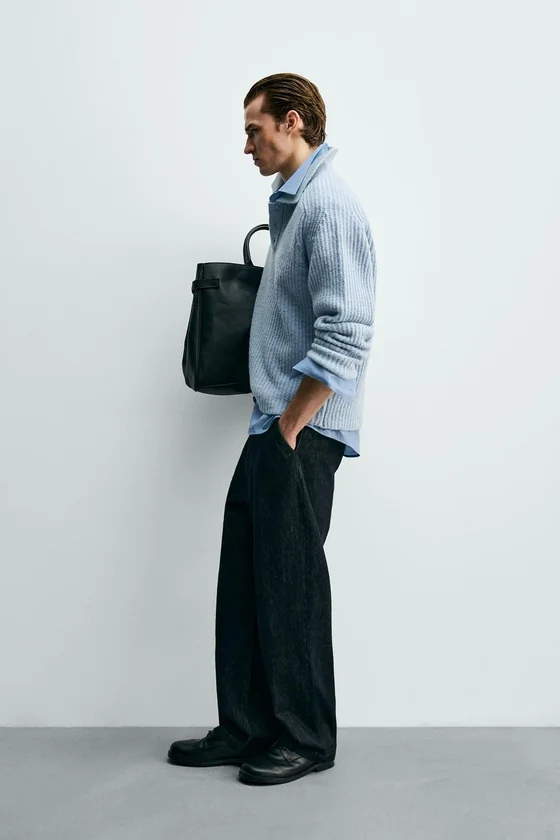 ПОЛО ИЗ ДВУХИЗНАНОЧНОГО ТРИКОТАЖА С МЕШАНОЙ ШЕРСТЬЮ