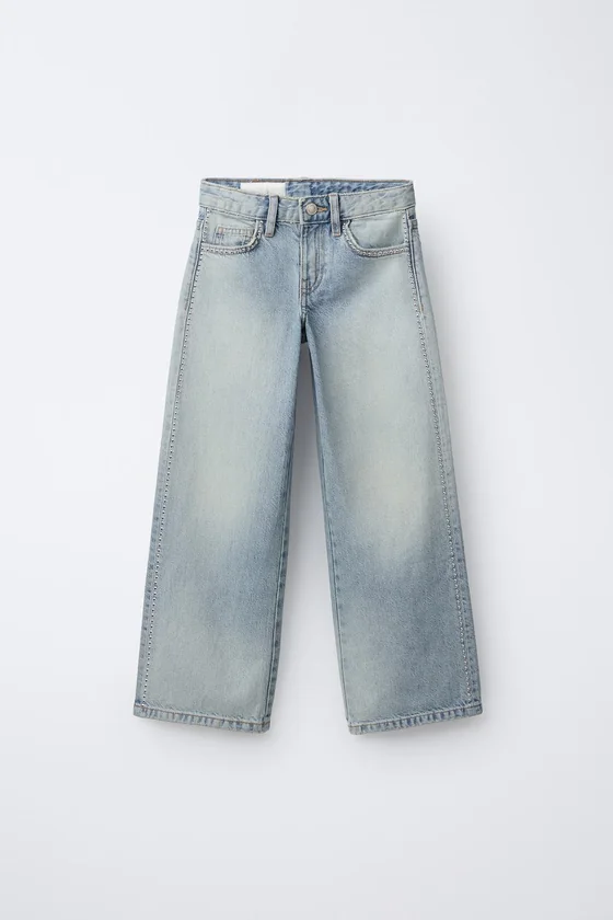 ДЖИНСЫ WIDE LEG С ЗАКЛЕПКАМИ