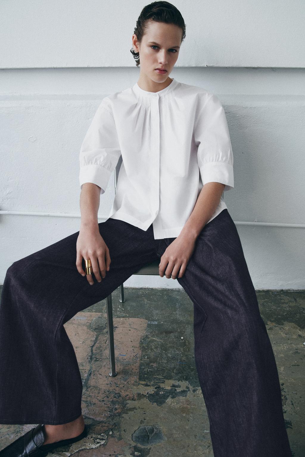 РУБАШКА С ОБЪЕМНЫМИ РУКАВАМИ ZW COLLECTION