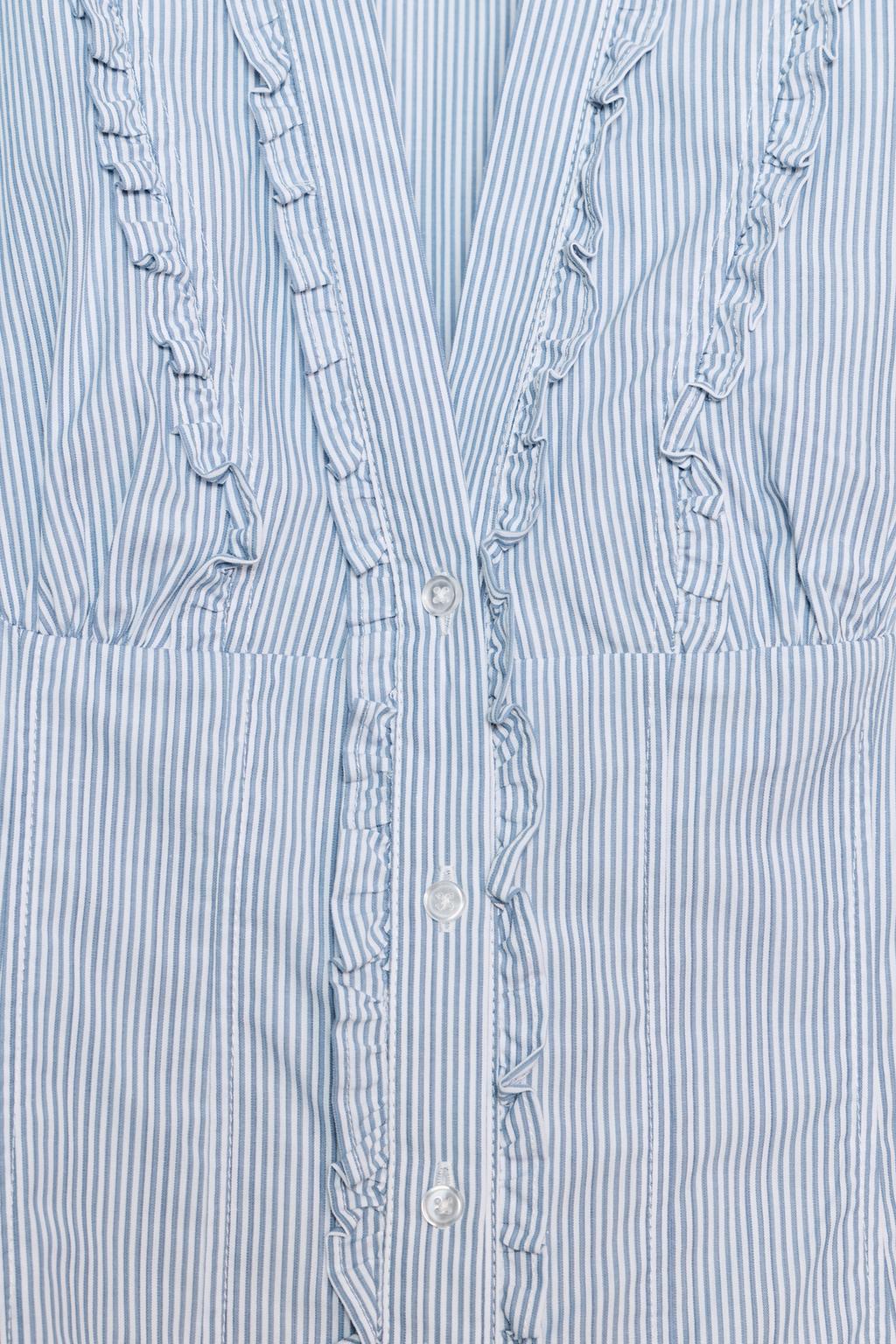 РУБАШКА ИЗ ПОПЛИНА С ВОЛАНАМИ