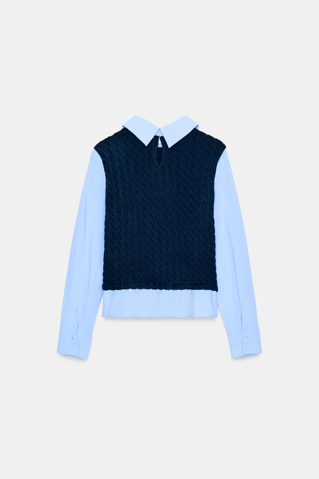 КОМБИНИРОВАННАЯ РУБАШКА ИЗ ПОПЛИНА