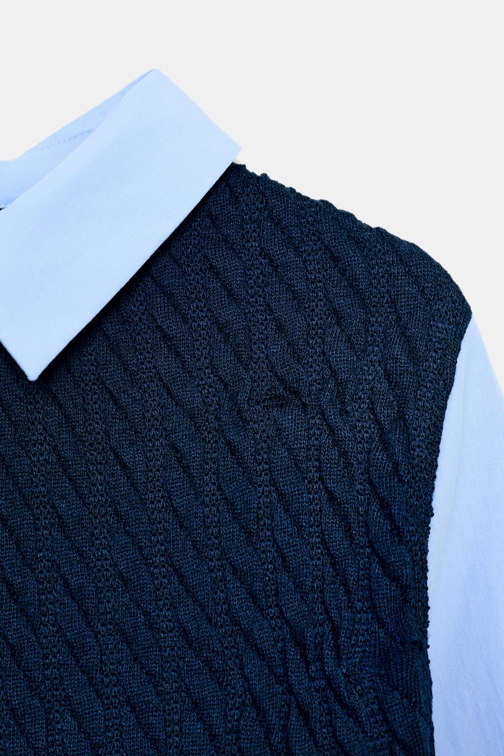 КОМБИНИРОВАННАЯ РУБАШКА ИЗ ПОПЛИНА