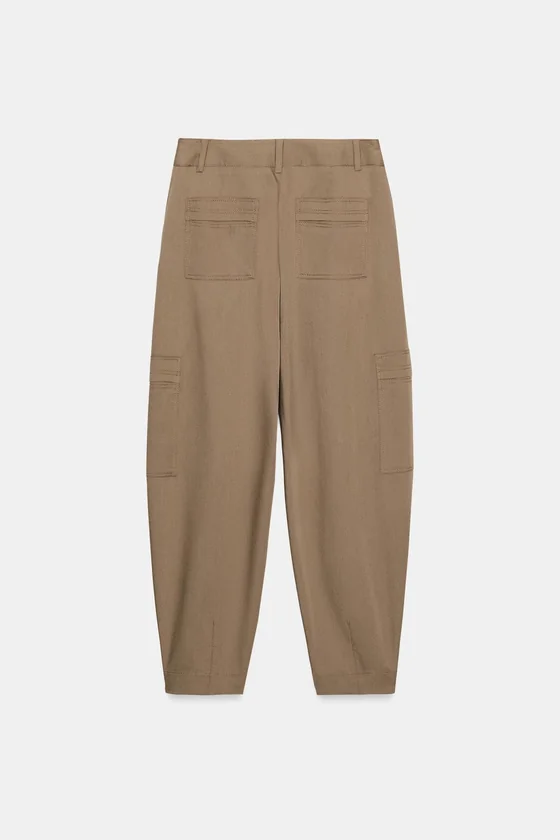 БРЮКИ КАРГО С ВЫСОКОЙ ПОСАДКОЙ