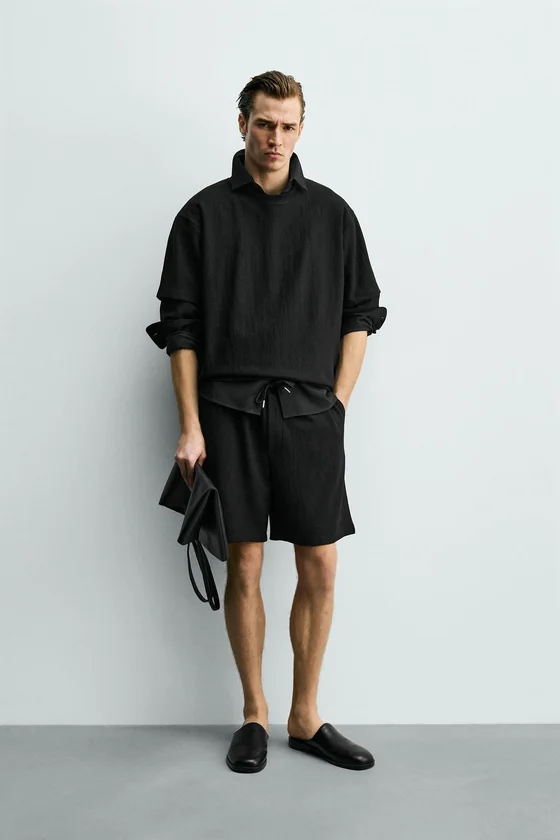 ФУТБОЛКА RELAXED FIT ИЗ РЕЛЬЕФНОЙ ТКАНИ