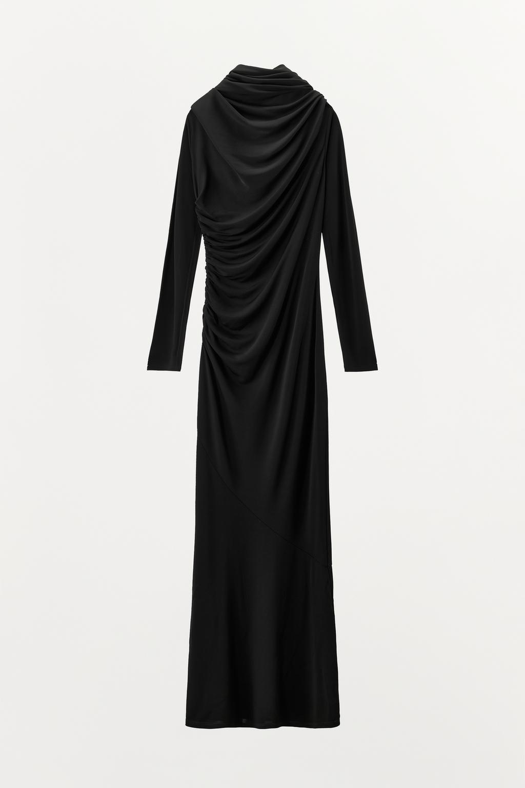 ПЛАТЬЕ ИЗ ВИСКОЗЫ С МНОГОФУНКЦИОНАЛЬНЫМ ВОРОТНИКОМ